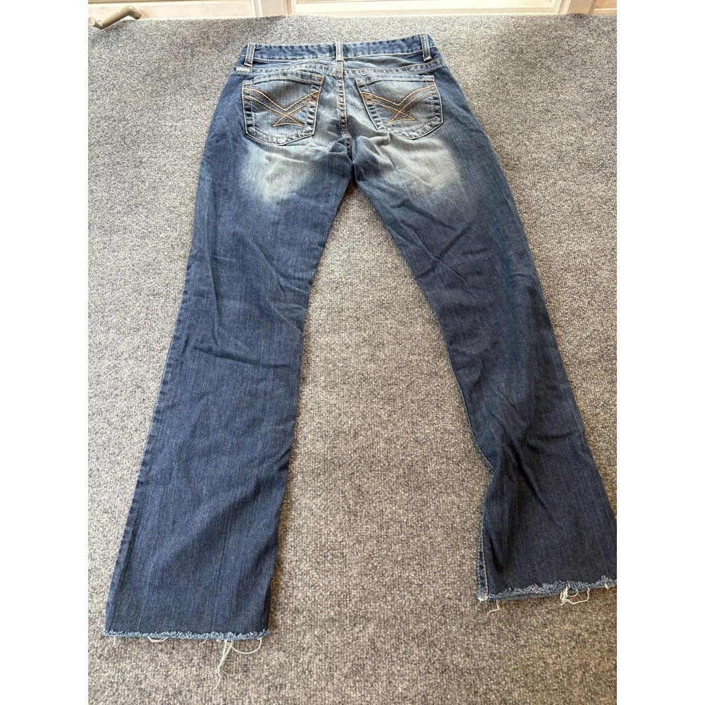 Cinch ADA Jeans Womens 27 Blue Bootcut Mid Rise Distressed Raw Hem Western